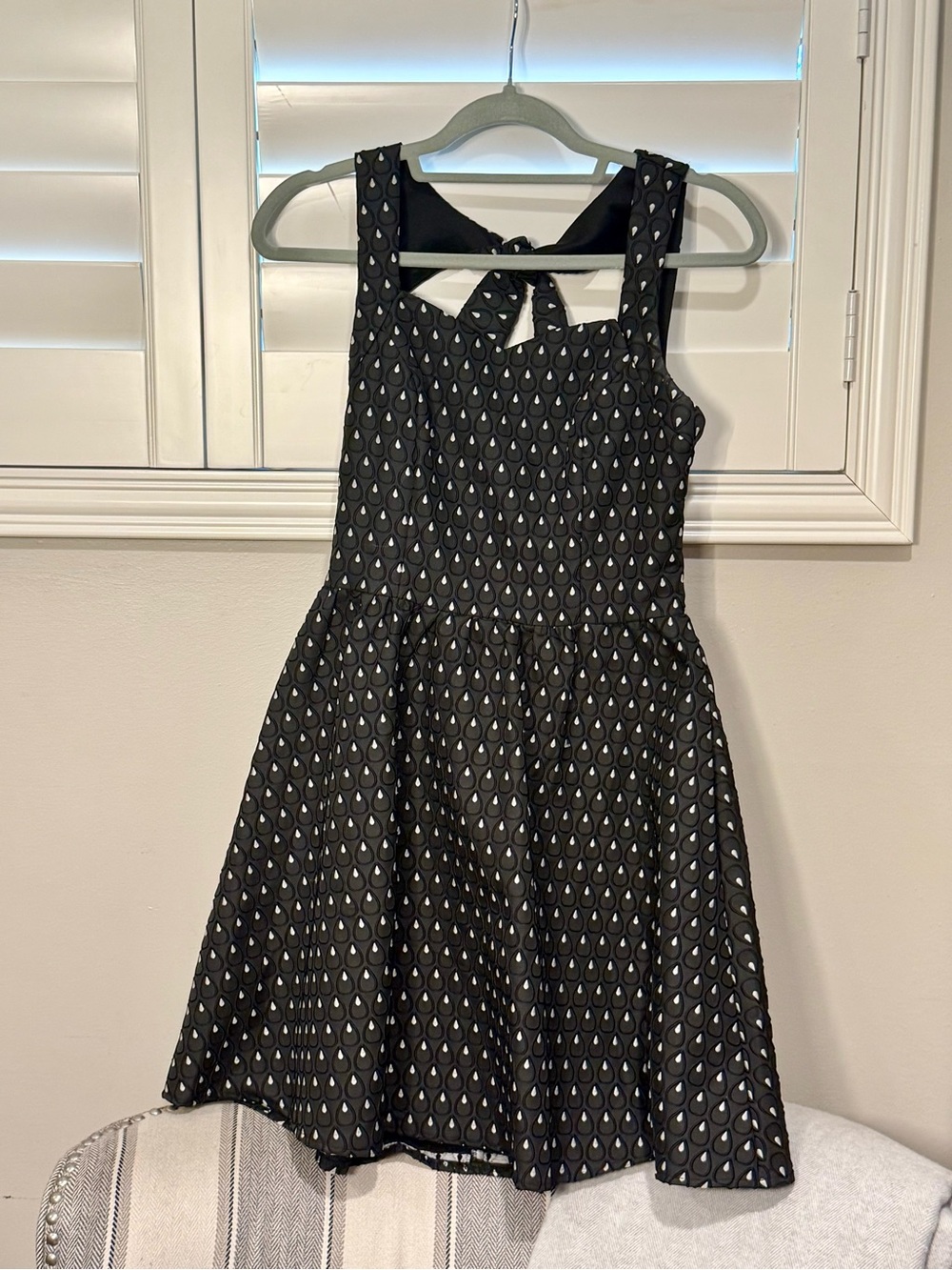 Quinn Black Dress with White Teardrop Print